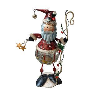 Santa Clause Glass & Metal Tea Light Candle Holder